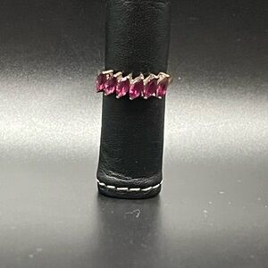 Pink Marquise Gemstone Band Ring - Women Jewelry